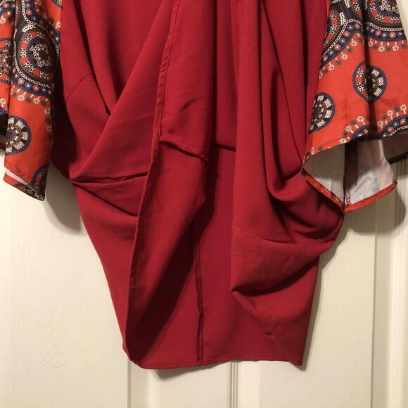 Emery Rose Red Blouse | Size 5X / 22 | Plus Size Boho Inspired Tunic Top NWT - Picture 4 of 8